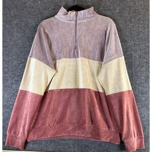 Staccato Pullover Sweater Womens Large Multicolor Striped‎ L/S Casual 1/4 ZIP
